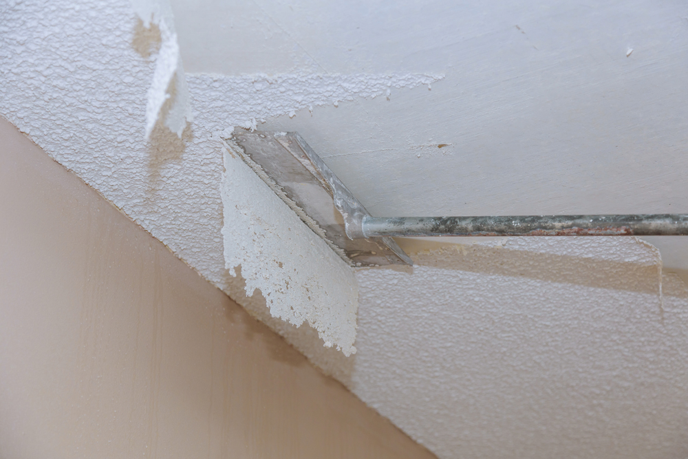 Scrapping a popcorn ceiling house renovation
