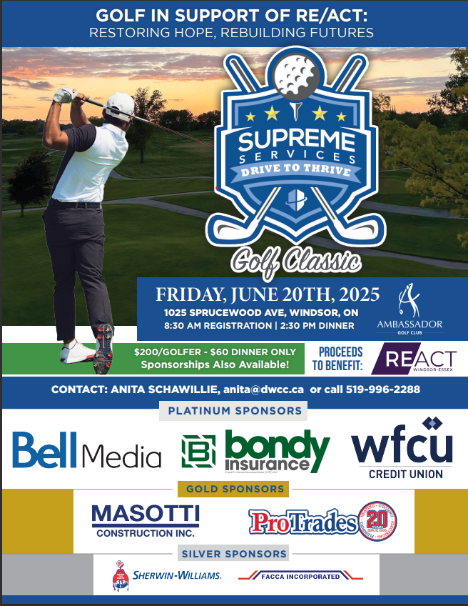 Poster for REACT golf tournament