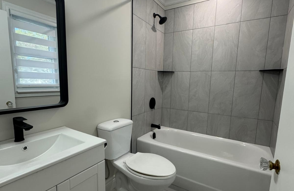 Renovated, modern design bathroom