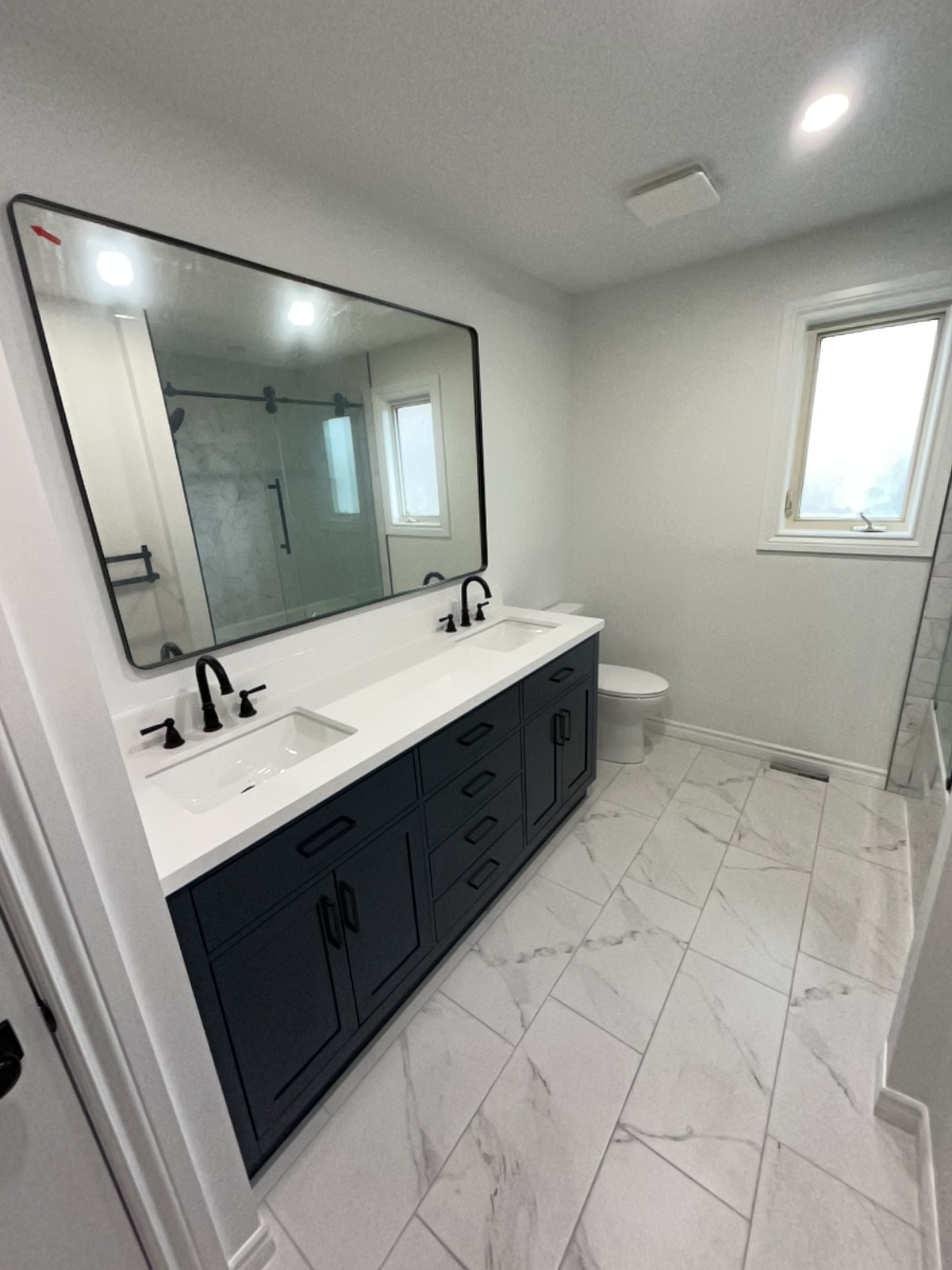 a bathroom double sink